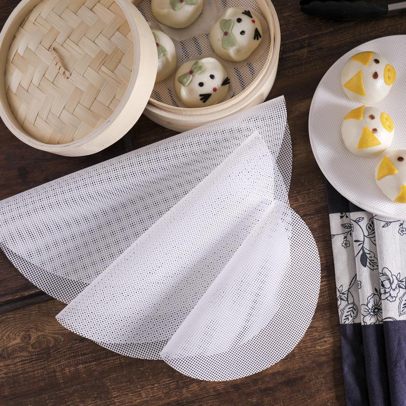 1Pcs Reusable White Silicone Non-Stick Steamer Liners Round Steaming Mat For Bamboo Steamer Cooking Heat Resistant Kitchen