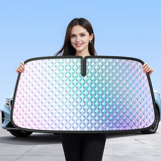 Car Sunshades Front Windshield Sunshade Blocks UV Rays Reduces Heat Accumulation Cooling Car Windshield Cover Fuel Saving Car Accessory
