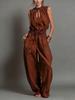 2026 Summer Street Style Women's Loose Waist-Cinching Sleeveless Jumpsuit