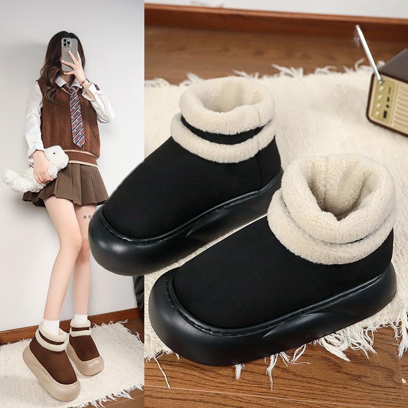 Snow boots women's new winter velvet thickened non-slip warm fur integrated wool cotton shoes warm