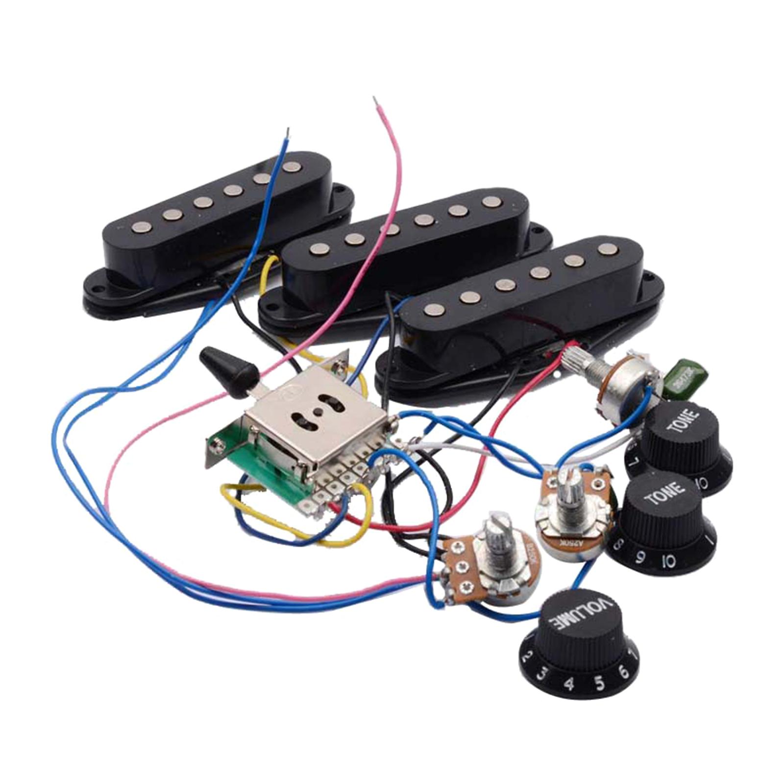 

Guitar Prewired Harness Electric Guitar Pickup Wiring Harness 5-Way Converter 2T1V Control Pickup for Electric Guitars чорний