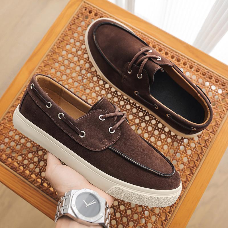 Fashion Suede Leather Men Loafers Elegantes Mens Casual Shoes Leisure Walk Male Slip on Footwear All-match Boat Shoes Outdoor Sneakers
