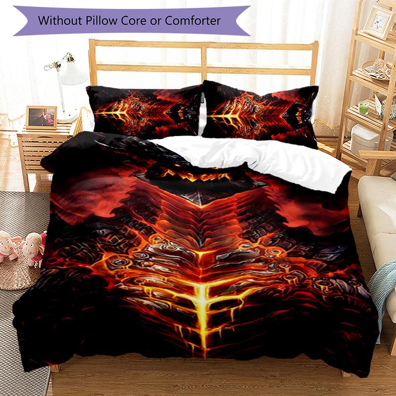 3pcs World of Warcraft characters2 pattern bedding set duvet cover set includes duvet cover &pillowcases, perfect all season bedroom decoration & gift