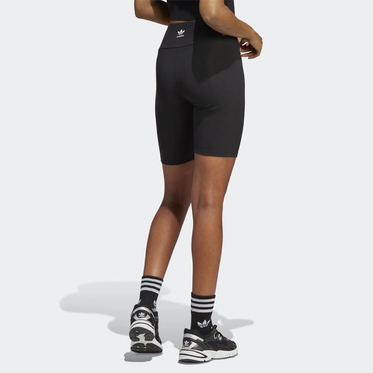 adidas Originals Solid High Waist Elastic Tight Shorts Women Shorts Black HZ7261