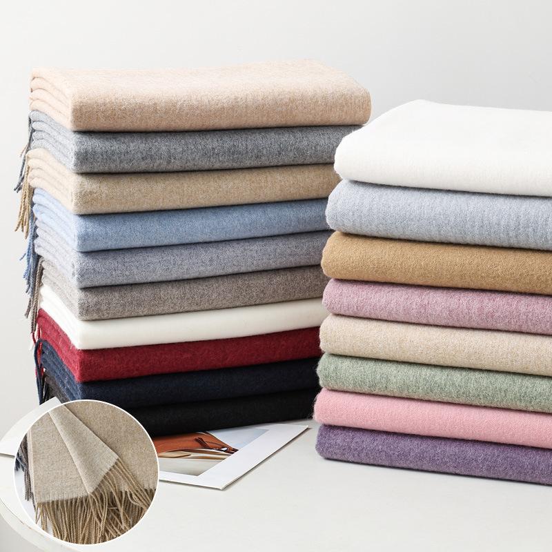 Wool Scarf Korean Style Atmosphere Double Sided Scarf Women's Autumn and Winter Warm Men's Shawl Versatile Cashmere Scarf