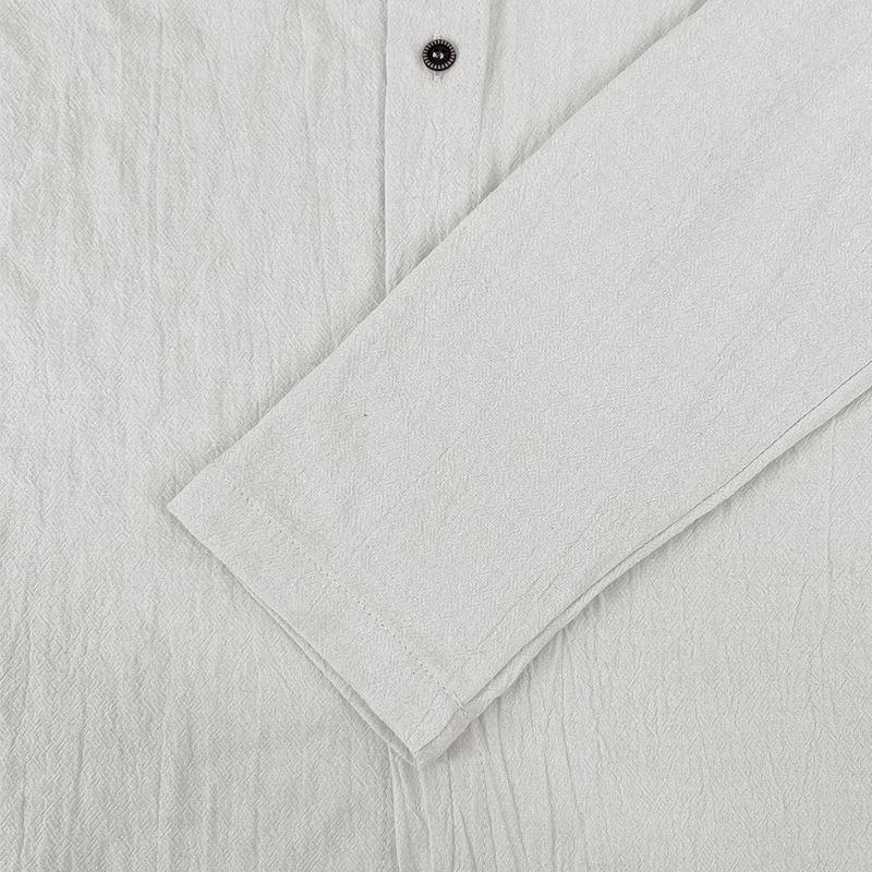 Pánské jednobarevné ležérní košile s dlouhým rukávem a kapucí, bavlněné, trendy, s volnou plážovou košilí