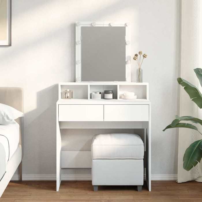 VidaXL Coiffeuse avec LED blanc 80x41x144,5 cm, table de maquillage, coiffeuse de chambre à coucher, coiffeuse avec miroir, 848178