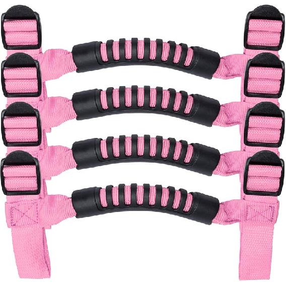 4 X Roll Bar Grab Handles Grip Handle For Jeep Wrangler YJ TJ JK JKU JL JLU Sports Sahara Freedom Rubicon X & Unlimited 1955-2024 2025 (Black)