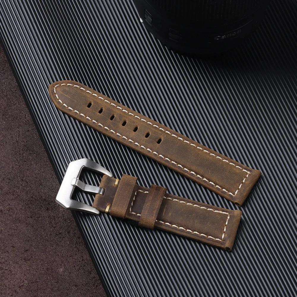High Quality Genuine Calfskin Watch Strap 20mm 22mm 24mm 26mm Watch Band Vintage Soft Cowhide Leather Wristband Matte Bracelet