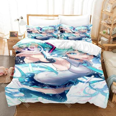Anime Filles Hatsune Miku Voix Faible Ensemble Housse de Couette Housse de Couette HD pour Ensembles de Literie Enfants Linge de Lit Décor de Chambre