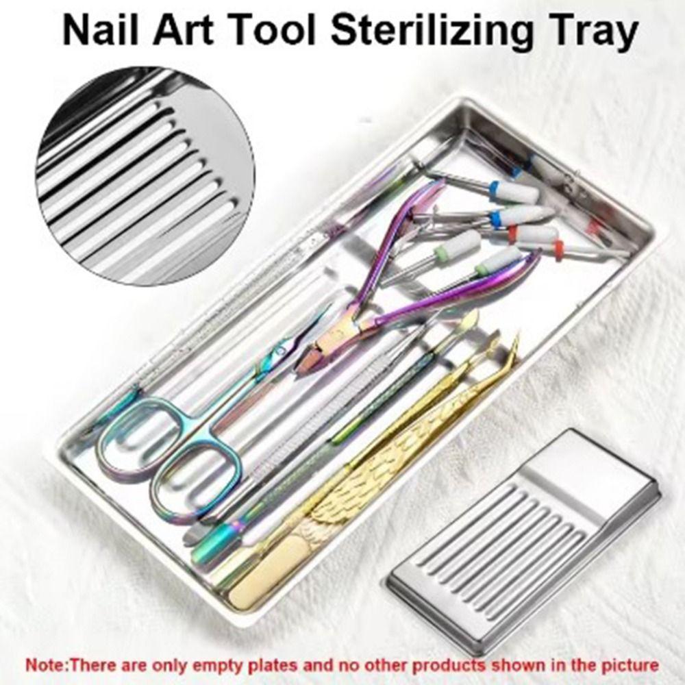 2Pcs Square Cosmetic Storage Tray Stainless Steel Beauty Salon Tray  Beauty Salon Use
