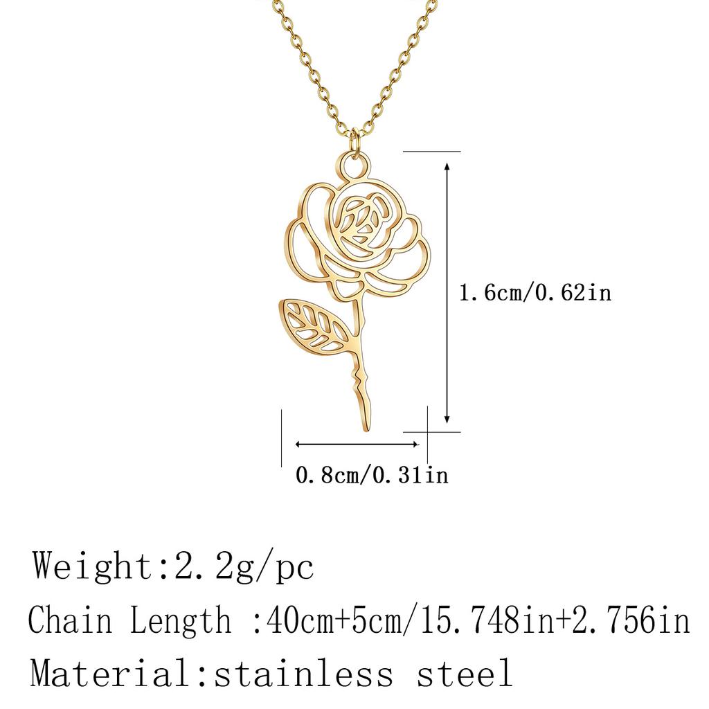Kinitial Birth Flower Necklaces For Women Girls Stainless Steel 12 Month Flower Necklaces Birthday Jewelry Gift