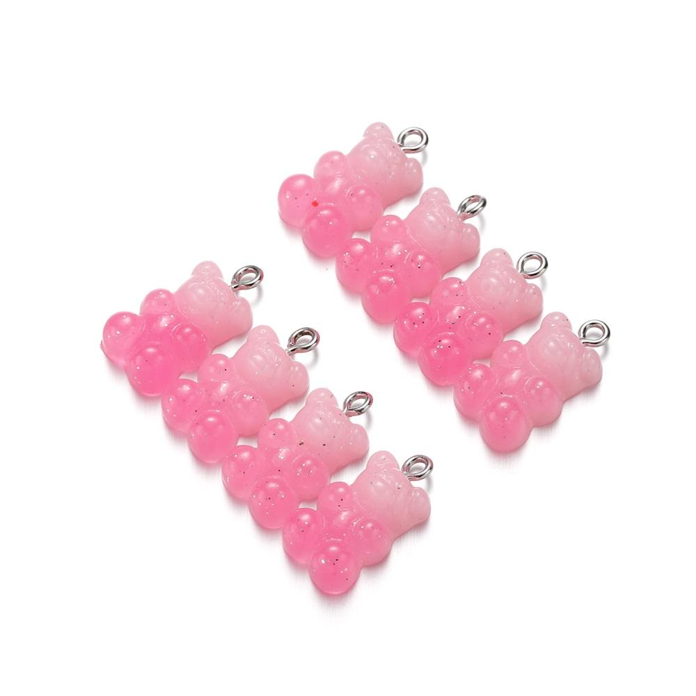10Pcs/Lot Candy Bear Pendant Charms Colorful Resin Bears for Necklace Bracelet Earrings Jewelry Making Findings Accessories