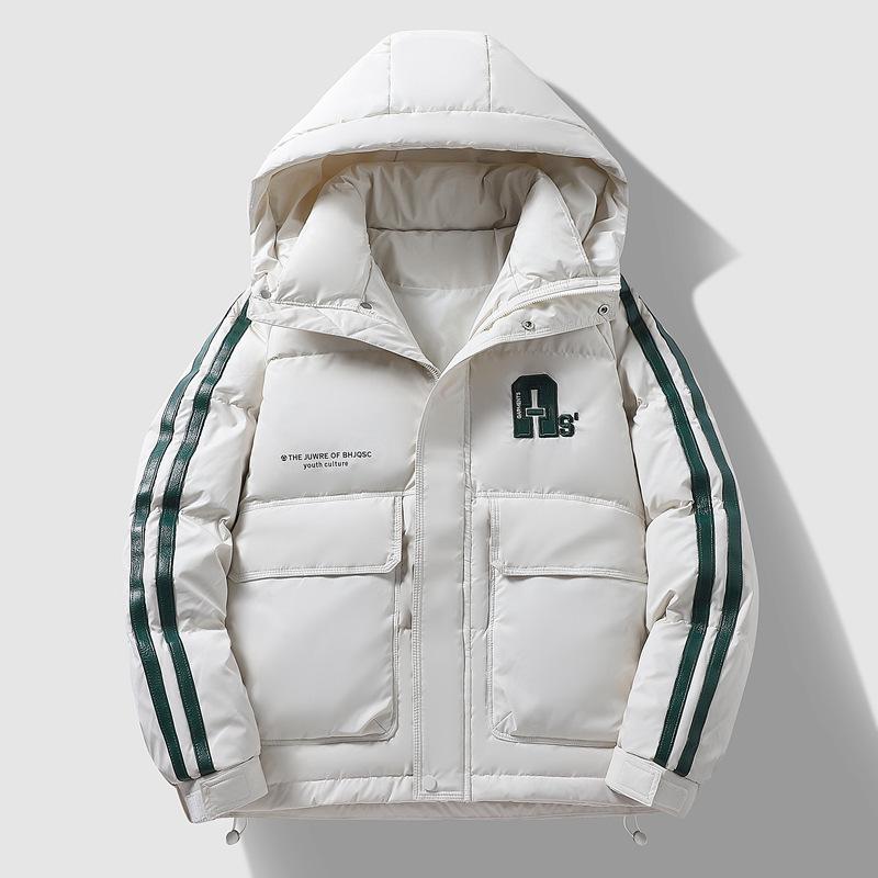 2024 Men's Loose Fit Hooded Down Jacket - Trendy, Casual, Versatile, and Thick, with White Duck Down.