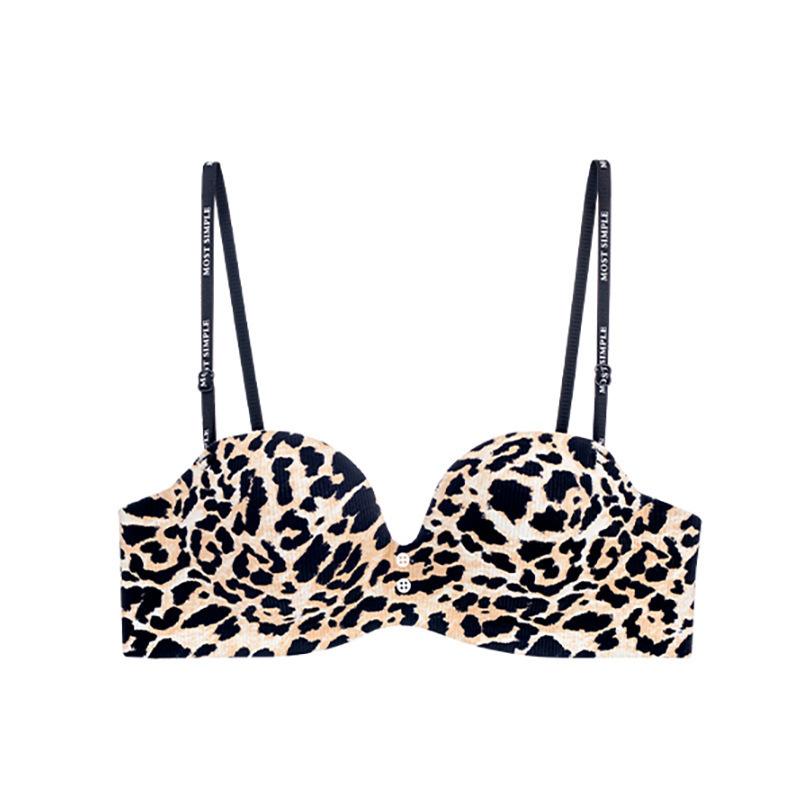 Sexy leopard print small breasts gather underwear women's no steel ring upper support not empty cup anti-sagging adjustment close breast bra cover