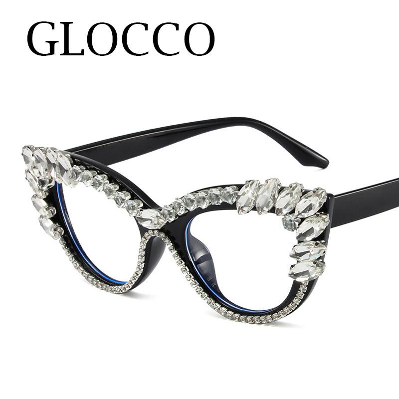 Elegant Diamond Cat Eye Sunglasses Women Fashion Trendy Crystal Big Frame Vintage Sun Glasses Female