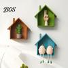Wall Shelf Wood House Display Shelf, Mounted Decorative Floating Kids Room Small Toys Dolls Organizer for Entryway, Living Room, Nursery