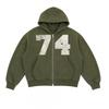 Oversized Hooded Sweatshirt With Bold Number Print Washed Gradient Blue Heavyweight French Terry Unisex Fall Casual Top