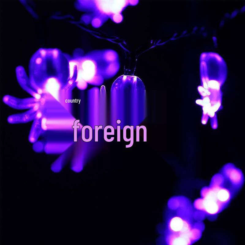 Halloween Party LED Purple Spider String Lights - Outdoor Decorative Atmosphere Lights