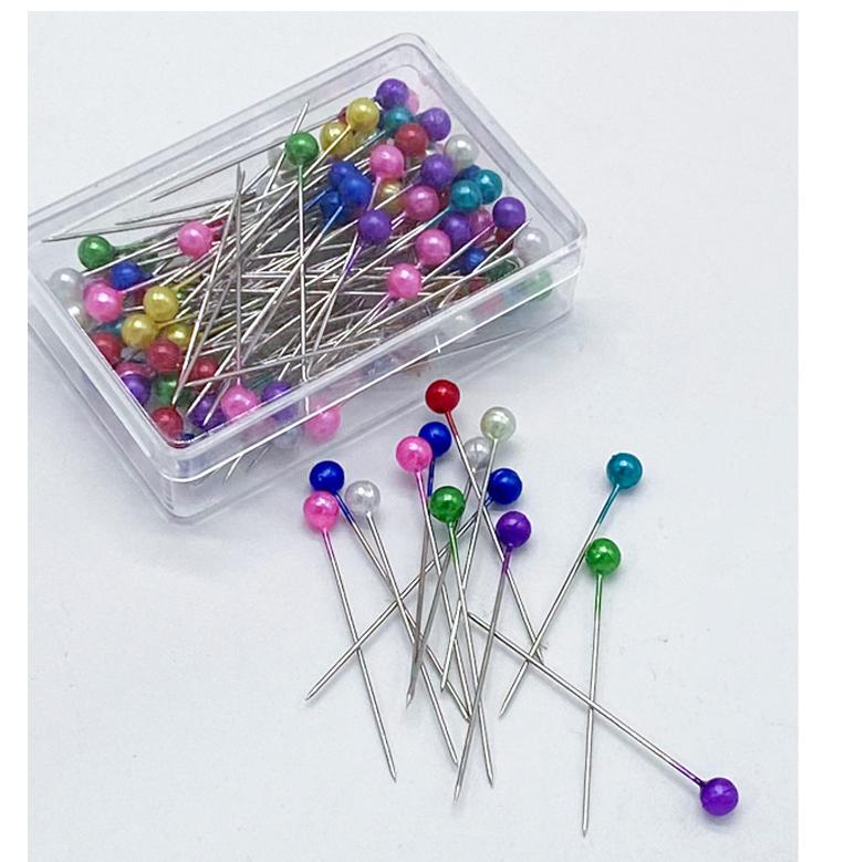100 uds. Caja de Alfileres Localizadores de Cabeza de Plástico Color Blanco y Negro Alfileres Decorativos DIY Alfileres Localizadores para Telas Hechas a Mano