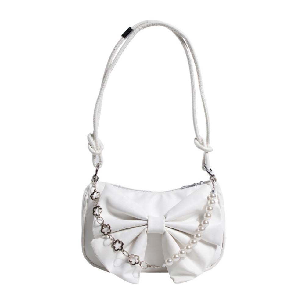 Perlová kabelka s mašlí přes rameno Jednobarevná kabelka s mašlí Módní dámská kabelka do podpaží Dívky