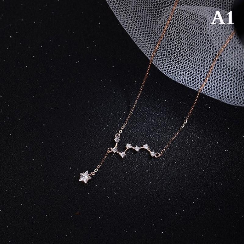 Inlaid Zircon Big Dipper Choker Tassel Necklace Female Sexy Clavicle Chain