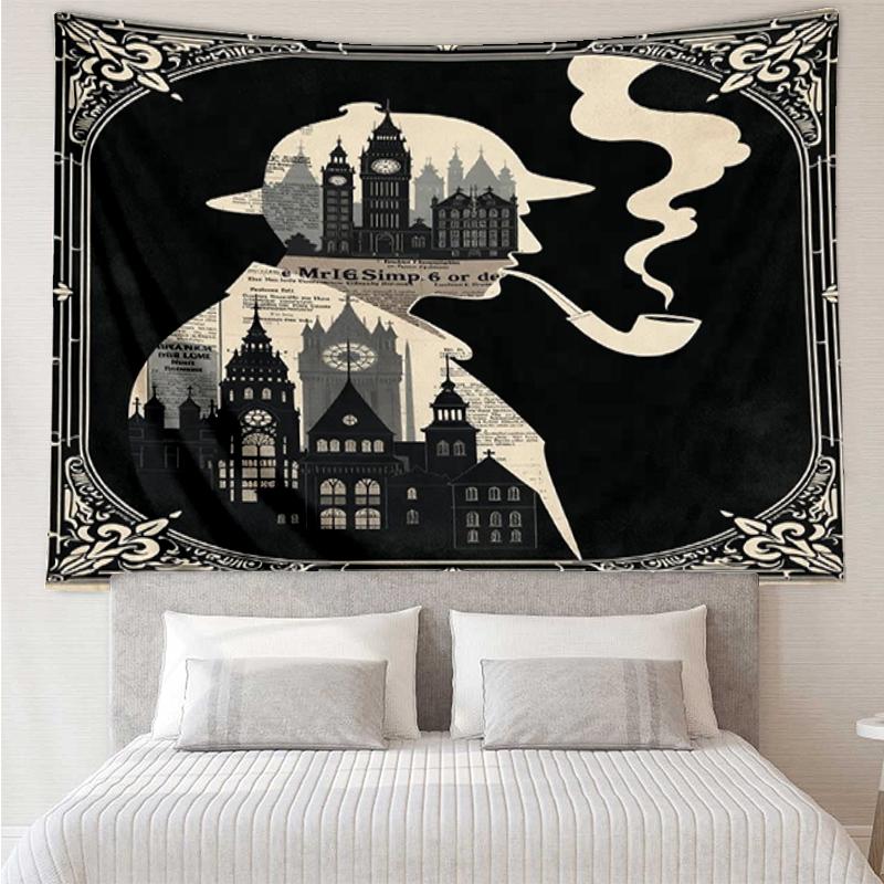 Sherlock Holmes Print Tapestry, Backdrop, Easy Setup, Ideal for Bedroom, Office & Living Room, with Aesthetic Wall Hanging Decor.