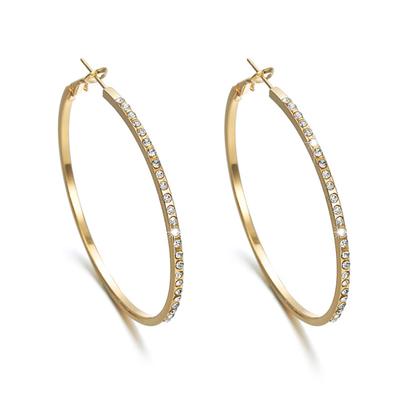 Hoop Earrings Good Touch Exquisite Workmanship Rhinestone Decor Big Circle Loop Women Earrings for Date