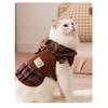 Pet Brown Plaid Dress  Autumn Winter Hoodie Cat Teddy Jacket Dog Dresses Puppy Clothes Draw Comfortable Warm Pet Bow Skirt