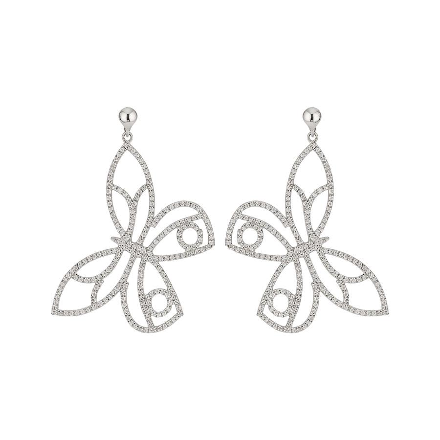Luxury Silver Rhinestone Butterfly Stud Earrings - Elegant and Exquisite Fashion for Women