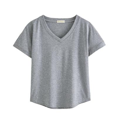 Loose Slim White Short-sleeved T-shirt for Women's Summer New V-neck Top