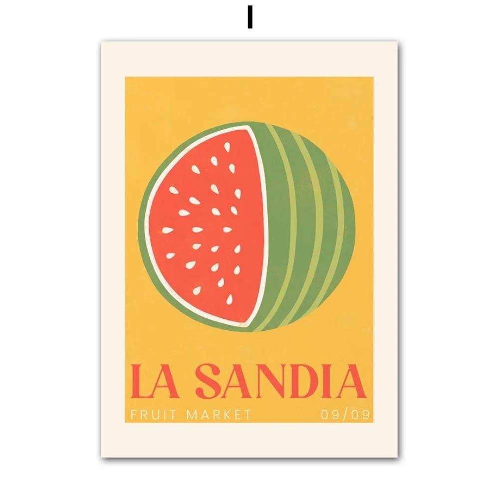 Fruit Market Lemon Grape Pineapple Watermelon Fig Wall Art Canvas Painting Nordic Posters and Prints Wall Pictures Kitchen Decor