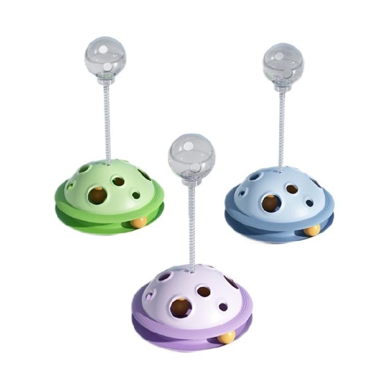 Interactive Cats Toy Slow Feeder with Teasing Track Balls Base Table Tennis