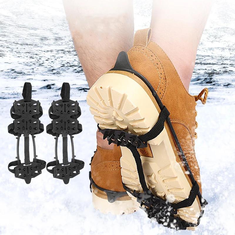 24 Teeth Ice Gripper Spike for Shoes Winter Outdoor Anti-Slip Hiking Mountain Climbing Ice Snow Crampons Anti-slip Shoe Covers M 34-39