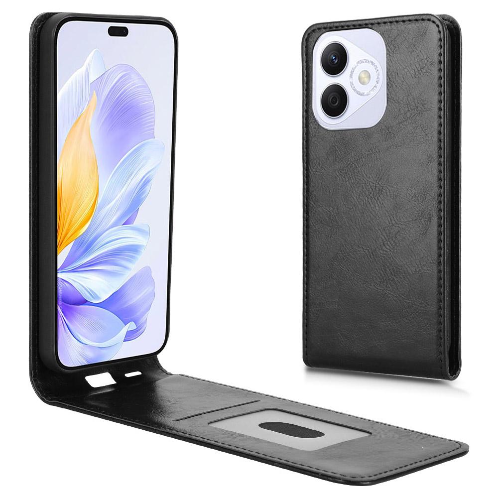 

Чехол для Honor X60i 5G с отделением для карт, магнитный вертикальный откидной кожаный чехол для телефона Black