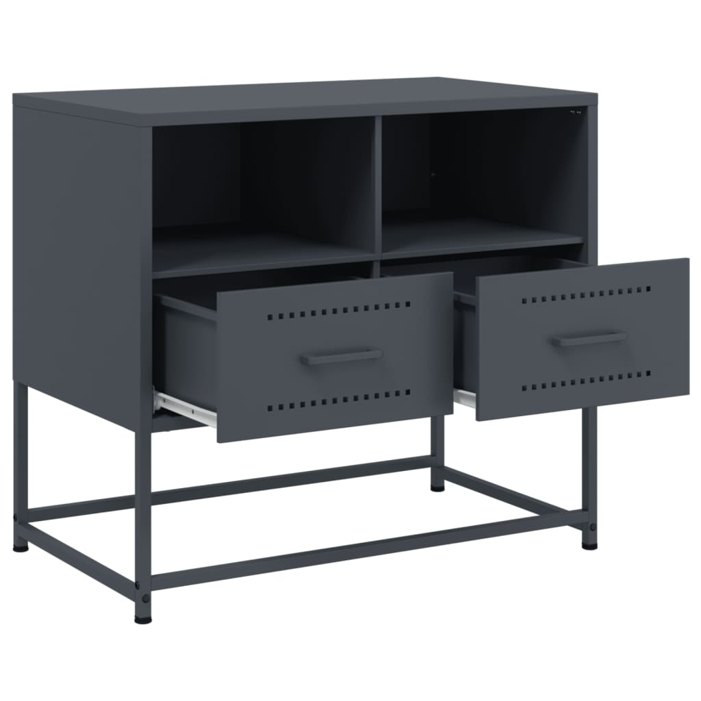 TV Stand Anthracite Grey 68 X 39 X 60.5 Cm Steel