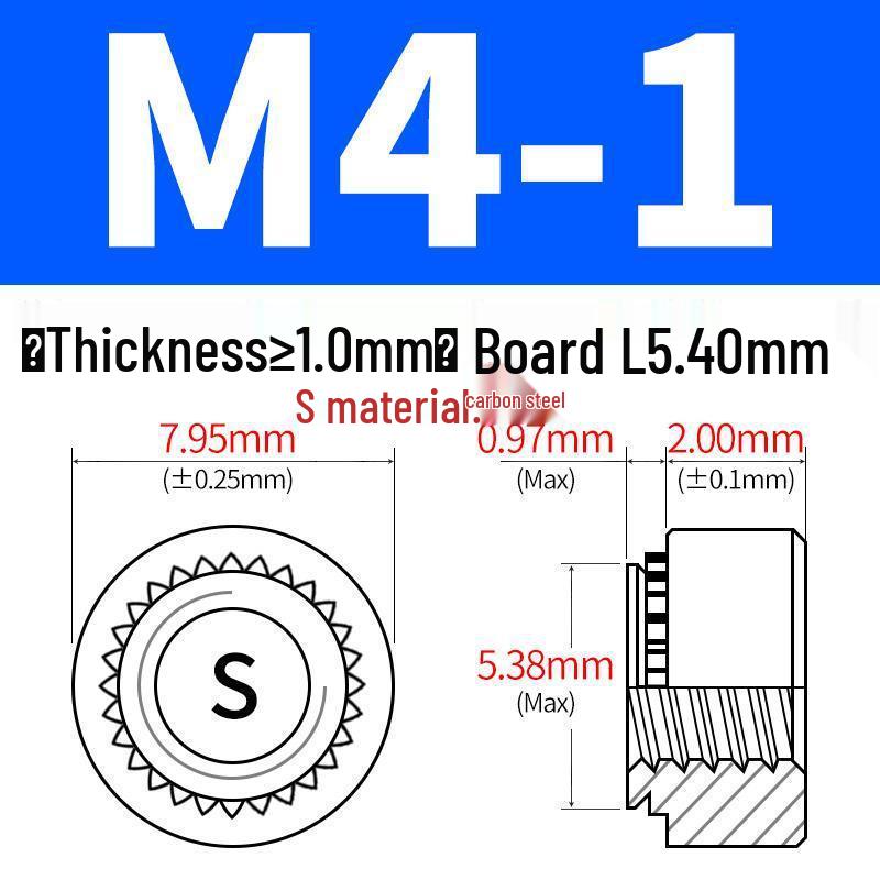Förzinkat kolstål Clinchmuttrar för plåt - Storlekar: M2, M4, M5, M6, M8, M10, M12