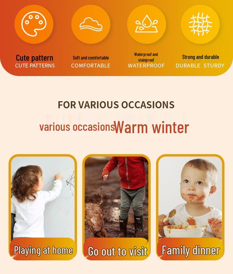 Children's Waterproof Smock: Autumn/Winter Girls' Stain-Proof Mealtime Cover-up & Down Jacket Outerwear.