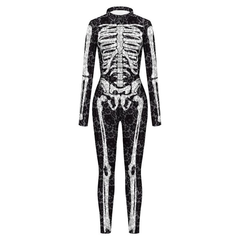 Halloween Costume Body Skeleton Digital Printing Bodysuit Jumpsuit Women's Jumpsuit