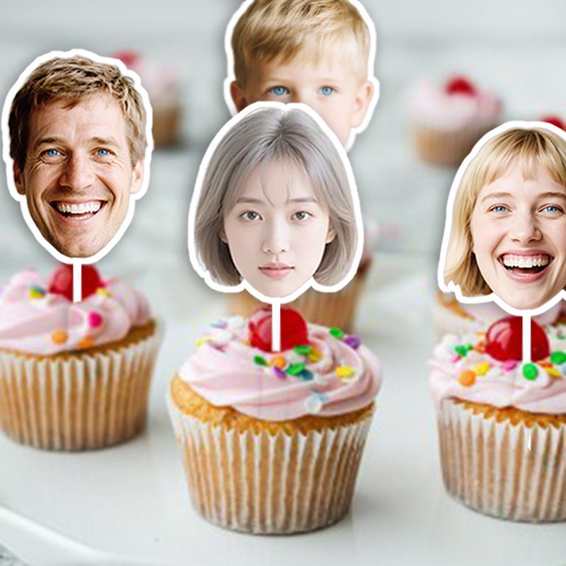 Customized Personalized Face Sticker Birthday Wedding DIY Decor Paper Cake Toppers Banner Cute Pet Custom Stickers Pendant