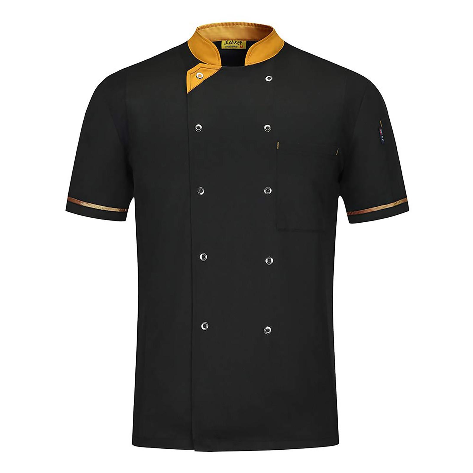 Chef s Jacket Chef Uniform Men s Women s Short Sleeve Cotton Kitchen Chef Jacket Costume Restaurant Hotel Cafe Chef Coat XL чёрный