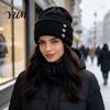 Autumn Winter Outdoor Headgear Heart Rhinestone Knitted Hat, Women Glitter Warm Cuffed Skull Cap with Rhinestones Stretchy Knit for Daily Street Wear