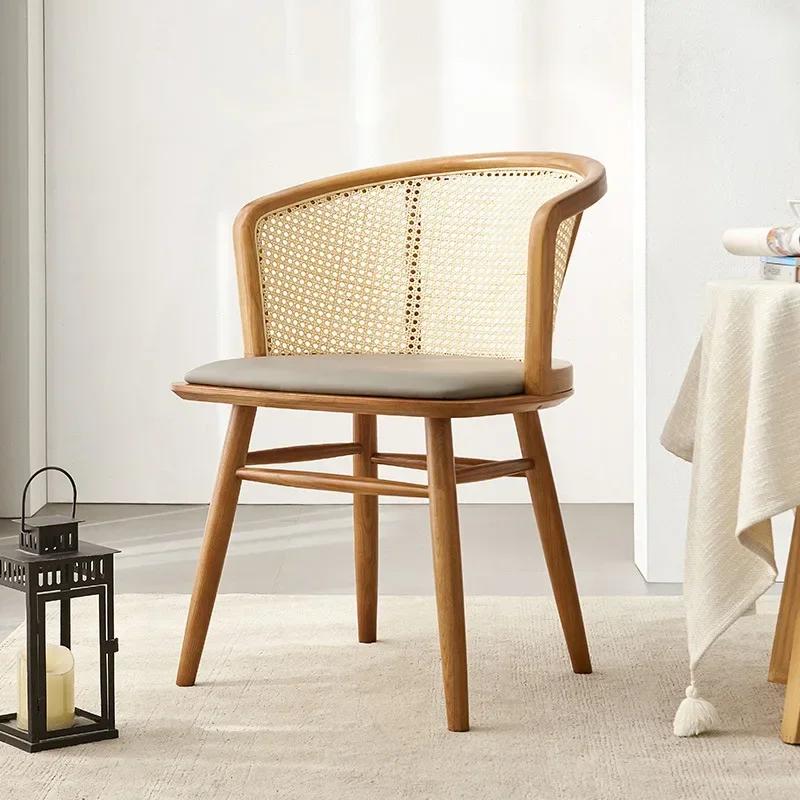 Nordic Light Luxury Vine Weaving Japanese Homestay Home Backrest Armrest Retro Style Quiet Wind Hotel Soft Bag Chair