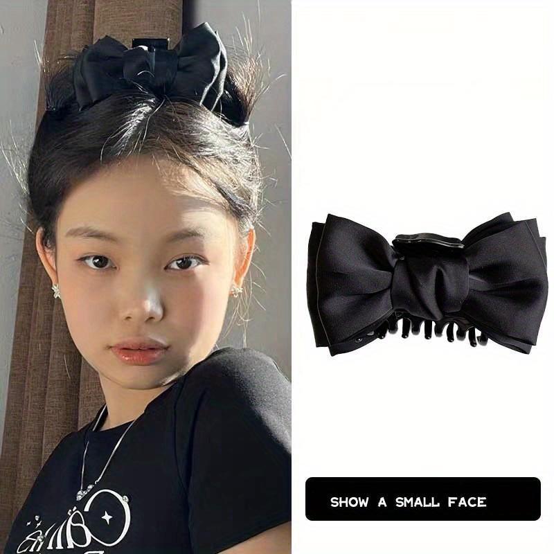 Black Double-sided Bow Tie Grab Clip Shark Clip and Jennie's Same Style Curly Hair Clip Back Head Headdress Hair Accessory