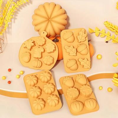 Silicone Cake Mold Set for Harvest Festival Pumpkin&Leaf Shapes Chocolate Mold Perfect for DIY Soap&Cold Process Baking Projects