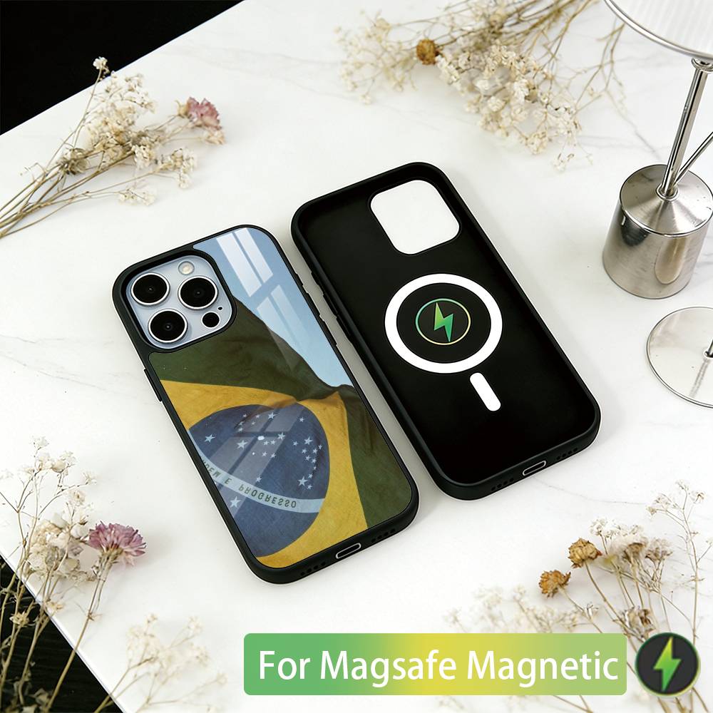 Brazil Brazilian Flag Phone Case For iPhone17,16,15,14,13,12,11 Plus,Pro Magnetic For Magsafe Wireless Charging