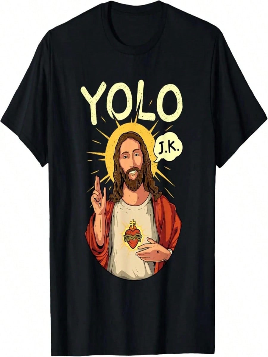 Иисус Христос YOLO ЖЕСТЬ Мем Смешная Христианская Пасхальная Футболка S разноцветный