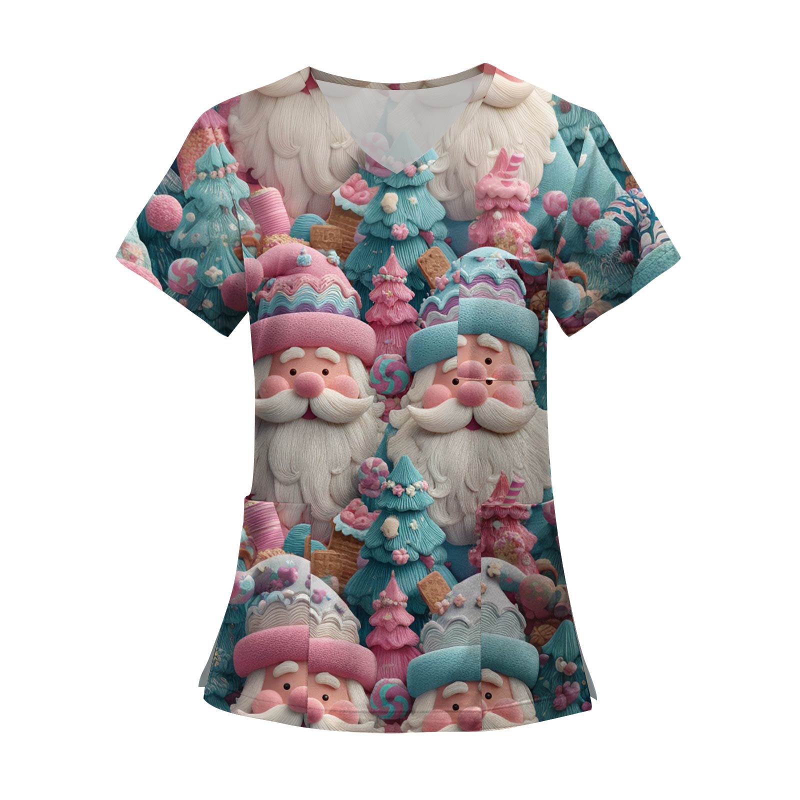 

Женские модные топы с короткими рукавами и V-образным вырезом с принтом, рабочие футболки с карманами XXXXXL