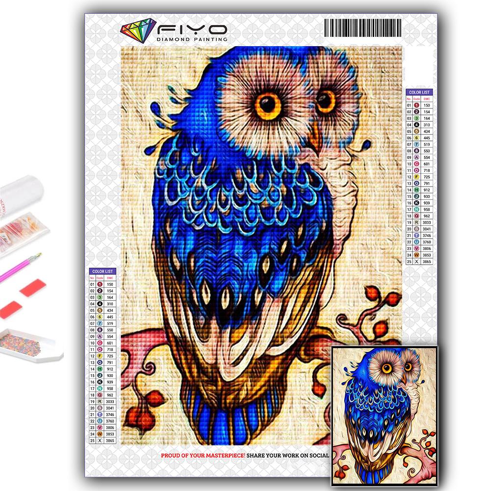 Gör-det-själv 5D Diamantmålning Djuruggla Korsstygnskit Full Drill Broderi Mosaikkonst Bild av Rhinestones Present