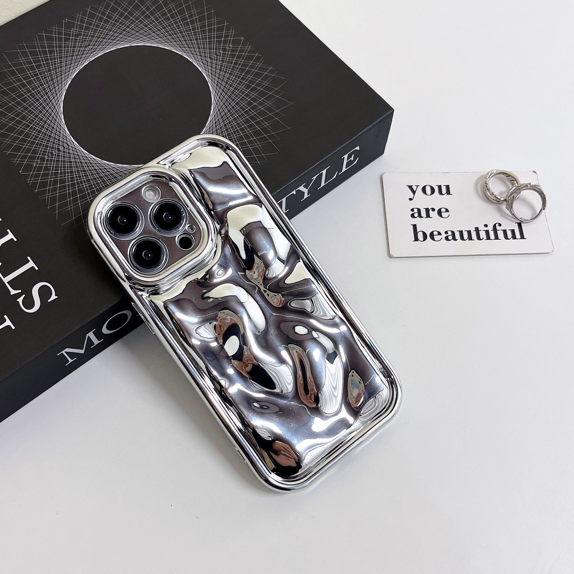 

Electroplated Meteorite Pattern Case for iPhone 16 Pro Max, Compatible with Apple 17, New 14/15, Niche High-end Feel 17Air(without Packaging